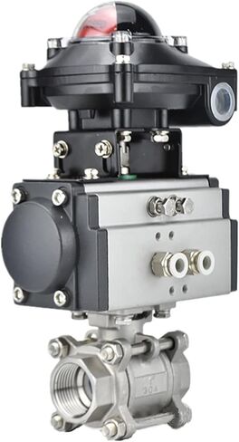 1 "ثلاث قطع صمام كروي هوائي عالي المنصة من الفولاذ المقاوم للصدأ 304 أسطوانة مزدوجة التمثيل مع مفتاح تعليقات الإشارة in Kuwait