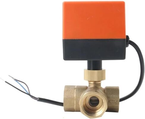 1/2 "3/4" 1 "صمام كروي ثلاثي الاتجاه T-نوع الكرة صمام صمام كروي نحاسي ثلاثة أسلاك التحكم في اتجاهين (1,12VDC) in Kuwait