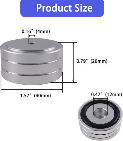 4 Set Speaker Isolation Feet, 40x20MM Aluminum Audio Shock Absorber Feet Isolator Pad Non-Slip Floor Protector for Audio,Subwoofers Home Theater Turntable DAC Feet Pad (Silver) in Saudi Arabia