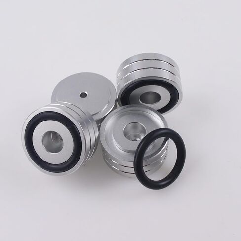 4 Set Speaker Isolation Feet, 40x20MM Aluminum Audio Shock Absorber Feet Isolator Pad Non-Slip Floor Protector for Audio,Subwoofers Home Theater Turntable DAC Feet Pad (Silver) in Saudi Arabia