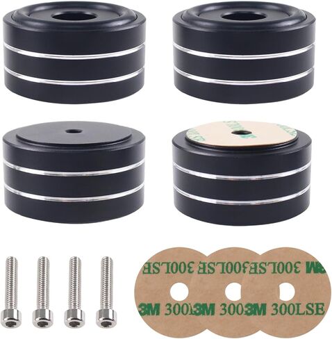 4 Set Speaker Isolation Feet, 40x20MM Aluminum Audio Shock Absorber Feet Isolator Pad Non-Slip Floor Protector for Audio,Subwoofers Home Theater Turntable DAC Feet Pad (Silver) in Saudi Arabia
