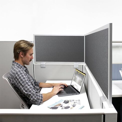 OBEX Acoustical Cubicle Privacy Screen Extender Desk Panel & Office Divider, Add Separation & Block Noise, 12" x 72", Graphite in Kuwait