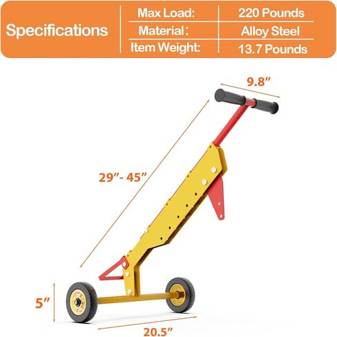 Manhole Cover Lifter, Manhole Lid Lifter Dolly with 2 Wheels, Adjustable Handle, for Lifting Mancole Covers, Septic Tanks, Sewer Lids and Storm Drains, Magnet Not Included in Kuwait