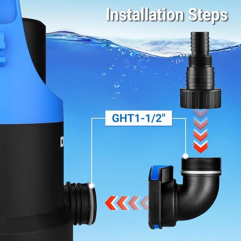 Sump Pump Submersible Water Pump : DEKOPRO 1HP Thermoplastic Portable Utility Pump 4500 GPH High Flow Water Removal for Swimming Pool Garden Pond Basement with 19.7ft Long Power Cord in Saudi Arabia