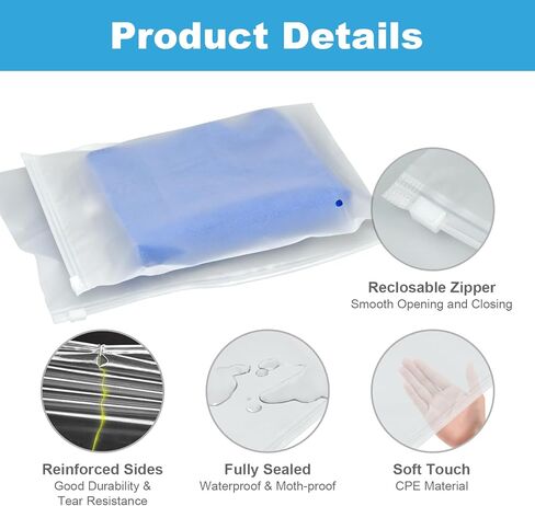 25-Pack 11x7.8" Frosted Zipper Swimsuit Bags – 3-Mil Waterproof Bikini & Swimwear Organizer with Reinforced Sides for Travel, Shipping & Storage, Packaging T Shirt. (25, 11 * 7.8 inch) in Saudi Arabia