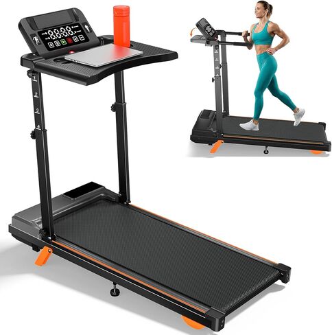 Foldable Walking Pad Treadmill with 12% Incline for Home Small, 3.5HP Under Desk Quiet Treadmill with Handle Bar, Compact Running Machine for 350 Lbs Capacity in Saudi Arabia