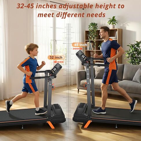 Foldable Walking Pad Treadmill with 12% Incline for Home Small, 3.5HP Under Desk Quiet Treadmill with Handle Bar, Compact Running Machine for 350 Lbs Capacity in Saudi Arabia