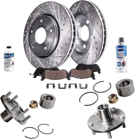 Detroit Axle - 4pc Brake Routors for Ford 2019-2023 Ranger Redived and Sloted Disced Brake Rotors 2020 2021 2022 استبدال: 12.24 "بوصة الأمامية و 12.13" دوارات خلفية بوصة in Kuwait