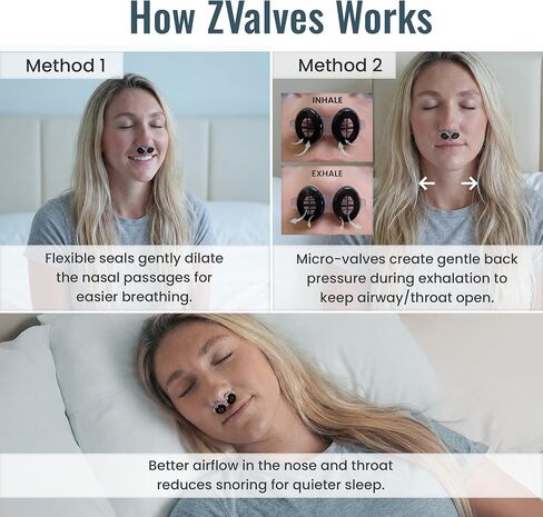 Anti Snoring Devices | First Snoring Solution to Treat Both Nasal & Throat Snoring | ZValves | Best Snore Stopper Nasal Dilators with Patented Micro-Valves for Quiet Sleep | 150 Nights | Made in USA in Saudi Arabia