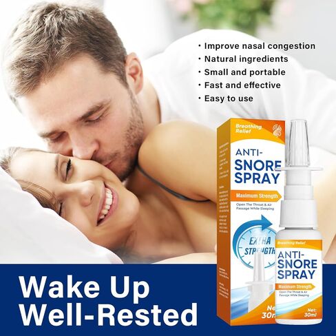 بخاخ مضاد للشخير، حل طبيعي للشخير لفتح الحلق وممرات الهواء، أجهزة فعالة للشخير من أجل نوم وتنفس أفضل، نوم أكثر راحة لك ولشريكك، 30 مل in Kuwait