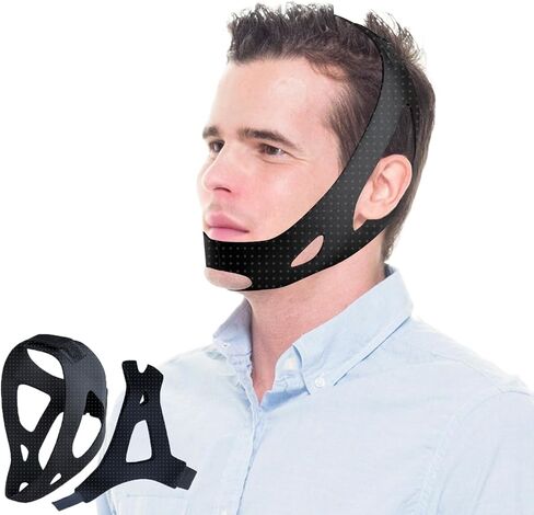 حزام الذقن CPAP للنوم، حزام الفك المضاد للشخير للرجال والنساء، حل إيقاف الشخير المسامي لإبقاء الفم مغلقًا، سدادة شخير قابلة للتعديل وجهاز دعم النوم in Kuwait