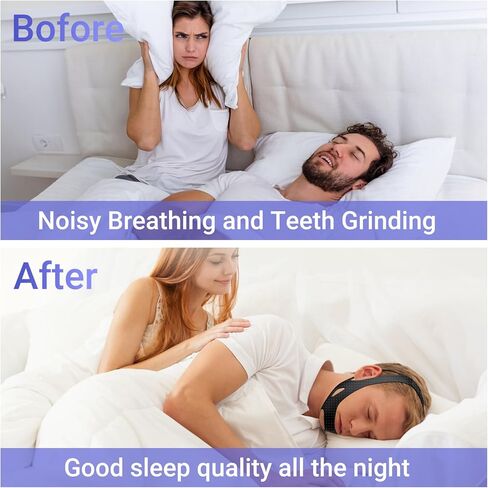 حزام الذقن CPAP للنوم، حزام الفك المضاد للشخير للرجال والنساء، حل إيقاف الشخير المسامي لإبقاء الفم مغلقًا، سدادة شخير قابلة للتعديل وجهاز دعم النوم in Kuwait