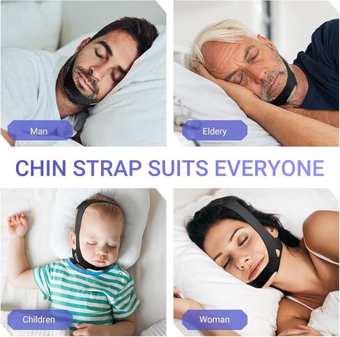 حزام الذقن CPAP للنوم، حزام الفك المضاد للشخير للرجال والنساء، حل إيقاف الشخير المسامي لإبقاء الفم مغلقًا، سدادة شخير قابلة للتعديل وجهاز دعم النوم in Kuwait