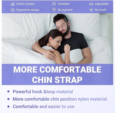 حزام الذقن CPAP للنوم، حزام الفك المضاد للشخير للرجال والنساء، حل إيقاف الشخير المسامي لإبقاء الفم مغلقًا، سدادة شخير قابلة للتعديل وجهاز دعم النوم in Kuwait