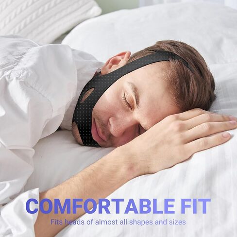 حزام الذقن CPAP للنوم، حزام الفك المضاد للشخير للرجال والنساء، حل إيقاف الشخير المسامي لإبقاء الفم مغلقًا، سدادة شخير قابلة للتعديل وجهاز دعم النوم in Kuwait