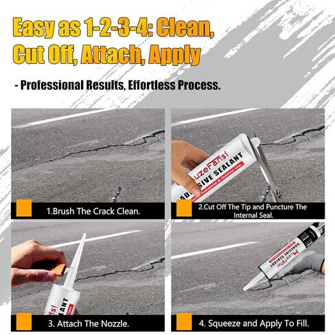 Cement Crack Filler, Concrete Crack Repair Sealant,Flexible Self-Leveling Sealant for Horizontal Surfaces, 10.1 fl. oz (4 Pack, Gray) in Saudi Arabia