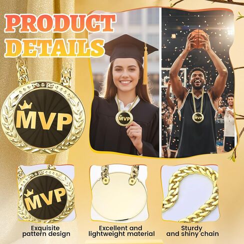 3 قطع ميداليات جوائز سلسلة لـ MVP 6 بوصة قلادة عملاقة مطلية بالذهب ميداليات بطل كبيرة هدايا مضحكة لكرة السلة وكرة القدم وكرة القدم والبيسبول والكرة الطائرة وجائزة اللاعبين الرياضيين in Kuwait