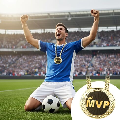 3 قطع ميداليات جوائز سلسلة لـ MVP 6 بوصة قلادة عملاقة مطلية بالذهب ميداليات بطل كبيرة هدايا مضحكة لكرة السلة وكرة القدم وكرة القدم والبيسبول والكرة الطائرة وجائزة اللاعبين الرياضيين in Kuwait