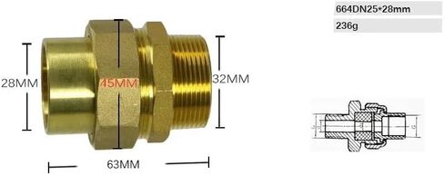 1/2 "3/4" 1 "1-1/4" 1-1/2 "2" ذكر x مقبس لحام الاتحاد تركيب الأنابيب النحاسية موصل (DN25x28mm) in Kuwait