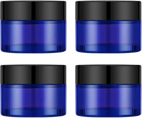 4 oz Glass Jars with Lids, 4 Pack Amber Glass Jars with Black Lids Leakproof Round Airtight Empty Cosmetic Travel Containers with Inner Liners For Lotions Powders and Candle Making in Kuwait