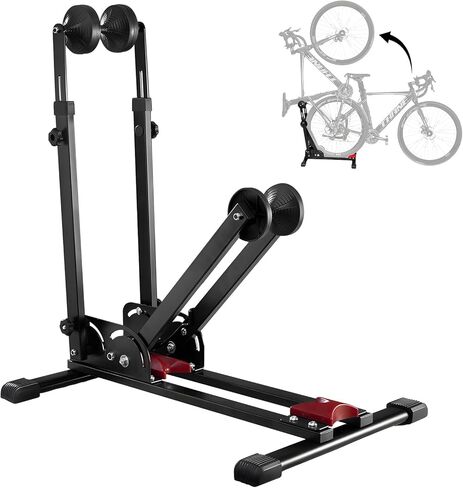 حامل أرضي للدراجة 3 في 1 قابل للطي، مساحة تخزين محمولة للدراجة للمرآب، عرض إطار يصل إلى 2.4 بوصة، حامل أرضي لدراجات MTB والطرق، عجلة خلفية أمامية ورف انتظار عمودي مناسب للدراجات مقاس 24 بوصة - 29 بوصة in Kuwait