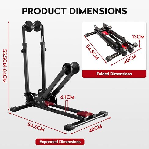 حامل أرضي للدراجة 3 في 1 قابل للطي، مساحة تخزين محمولة للدراجة للمرآب، عرض إطار يصل إلى 2.4 بوصة، حامل أرضي لدراجات MTB والطرق، عجلة خلفية أمامية ورف انتظار عمودي مناسب للدراجات مقاس 24 بوصة - 29 بوصة in Kuwait