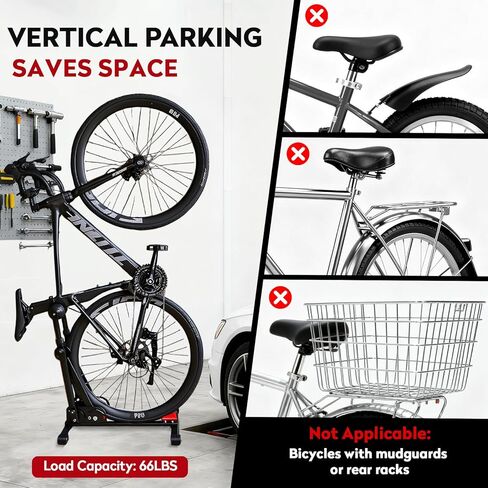 حامل أرضي للدراجة 3 في 1 قابل للطي، مساحة تخزين محمولة للدراجة للمرآب، عرض إطار يصل إلى 2.4 بوصة، حامل أرضي لدراجات MTB والطرق، عجلة خلفية أمامية ورف انتظار عمودي مناسب للدراجات مقاس 24 بوصة - 29 بوصة in Kuwait