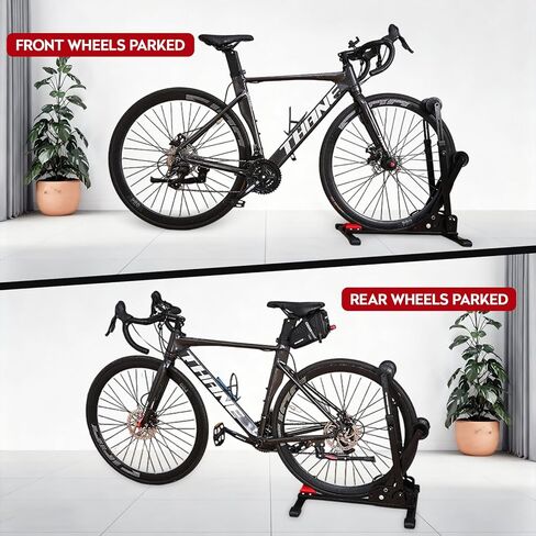 حامل أرضي للدراجة 3 في 1 قابل للطي، مساحة تخزين محمولة للدراجة للمرآب، عرض إطار يصل إلى 2.4 بوصة، حامل أرضي لدراجات MTB والطرق، عجلة خلفية أمامية ورف انتظار عمودي مناسب للدراجات مقاس 24 بوصة - 29 بوصة in Kuwait
