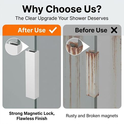 طقم استبدال مغناطيس باب الدش الفاخر، تصميم أخدود من الفولاذ المقاوم للصدأ على شكل حرف U لأبواب الدش الزجاجية المتأرجحة، لسمك 1/8 بوصة، 5/32 بوصة، 3/16 بوصة، وسمك 1/4 بوصة in Kuwait