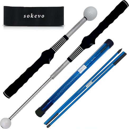 Retractable Golf Swing Training Aid,Rhythm Click Sound Warm Up Golf Swing Trainer,Golf Grip Trainer Attachment -Strength & Tempo Training for Chipping Hitting,Golf Accessories for Men-BONUS Items in Saudi Arabia