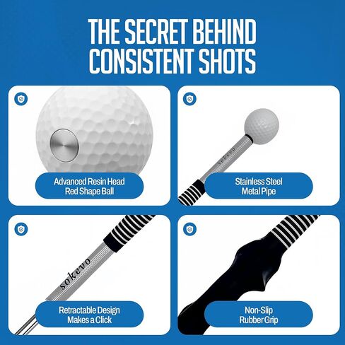Retractable Golf Swing Training Aid,Rhythm Click Sound Warm Up Golf Swing Trainer,Golf Grip Trainer Attachment -Strength & Tempo Training for Chipping Hitting,Golf Accessories for Men-BONUS Items in Saudi Arabia