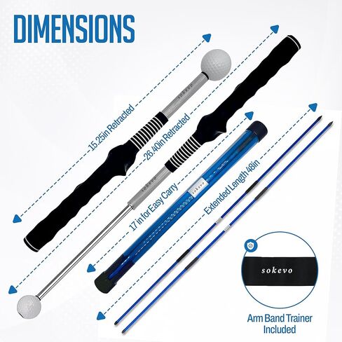 Retractable Golf Swing Training Aid,Rhythm Click Sound Warm Up Golf Swing Trainer,Golf Grip Trainer Attachment -Strength & Tempo Training for Chipping Hitting,Golf Accessories for Men-BONUS Items in Saudi Arabia
