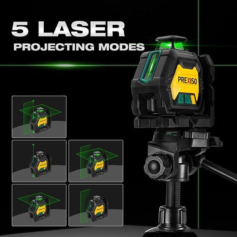 مستوى ليزر PREXISO 360 مع حامل ثلاثي ونقطتين راسيا - IP54 قابل لإعادة الشحن لمستوى الليزر المتقاطع ذاتي التسوية - أداة تسوية الليزر 3 إعدادات للسطوع، مستوى ليزر نقطة راسيا للبناء والسقف in Saudi Arabia
