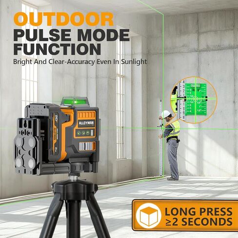 Alloyman Max 20V Laser Level with Tripod, 3x360° Self-Leveling Laser level, 3D Lazer Leveler Tool for Construction, Picture Hanging with Strong Magnetic Bracket & Hard Carry Case in Saudi Arabia