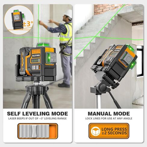 Alloyman Max 20V Laser Level with Tripod, 3x360° Self-Leveling Laser level, 3D Lazer Leveler Tool for Construction, Picture Hanging with Strong Magnetic Bracket & Hard Carry Case in Saudi Arabia