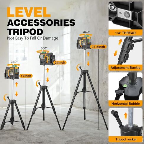 Alloyman Max 20V Laser Level with Tripod, 3x360° Self-Leveling Laser level, 3D Lazer Leveler Tool for Construction, Picture Hanging with Strong Magnetic Bracket & Hard Carry Case in Saudi Arabia