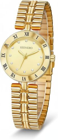 Women Gold Watch Dainty Analog Dress Timepiece with Round Roman Diamond Dial Trendy Bangle Bracelet Style Waterproof Watches Luxury Gifts for Women in Saudi Arabia