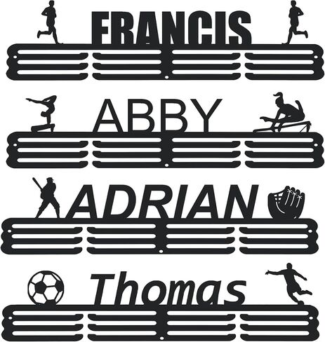 Goutoports Personalized Medal Hanger Display Holder Tiered Award Rack - Custom Text Color and Images for Athletes Easy to Install in Kuwait