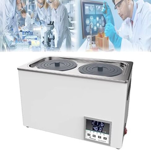 Electric Lab Water Bath with Carrying Rack, Stainless Steel Thermostatic Heater for Scientific Experiments, 2-Hole Design, Reliable Temperature Control, Ideal for Laboratories in Saudi Arabia