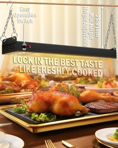 36-Inch Heat Lamp for Food, 1300W Commercial Food Warmer Lamp Electric Buffet Warmers Overhead Stainless Steel Catering Heat Light for Restaurant Kitchen Parties, Black,Dual Use- Standing & Hanging in Saudi Arabia