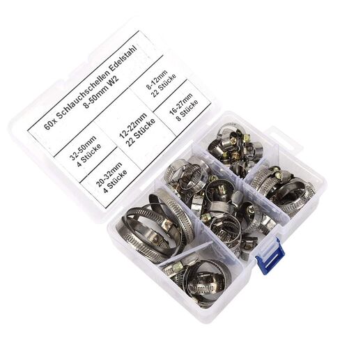 aqxreight 60pcs German Type Hose Clamp Spring Clamp/Holder Fasteners 8 12mm 12 22mm 16 27mm 20 32mm 32 50mm 32 50mm Made Qualit Hose ClampHose Clamps Spring ClipStainless Steel ClampHose in Saudi Arabia