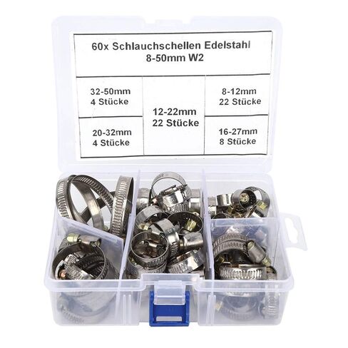aqxreight 60pcs German Type Hose Clamp Spring Clamp/Holder Fasteners 8 12mm 12 22mm 16 27mm 20 32mm 32 50mm 32 50mm Made Qualit Hose ClampHose Clamps Spring ClipStainless Steel ClampHose in Saudi Arabia