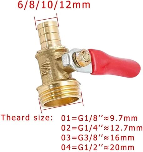 تركيب أنابيب صمام كروي نحاسي هوائي مع خرطوم خرطوم 6/8/10/12 مم وموصلات خيط ذكر 1/8 1/4 3/8 1/2 بوصة 10 قطع (أنبوب 8 مم، 10 قطع_1/2 بوصة) in Kuwait