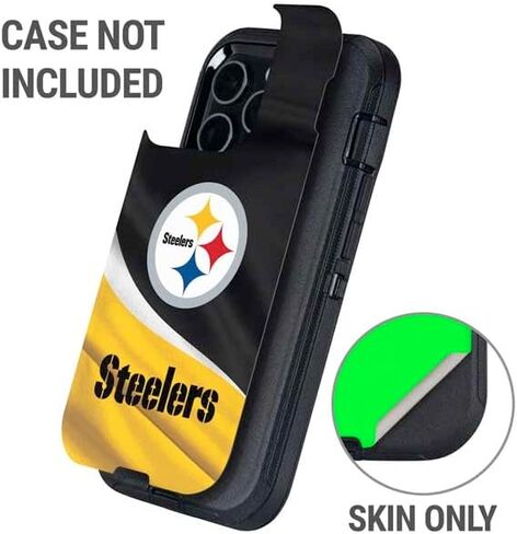 غلاف هاتف Skinit متوافق مع OtterBox Defender iPhone 13 Pro Max - تصميم مرخص رسميًا من NFL Pittsburgh Steelers in Saudi Arabia