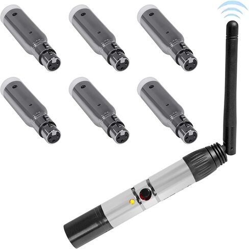 Rockville DMX-WTR Bundle: 2.4GHz Wireless DJ DMX Lighting Transmitter, (6) DMX-WRE 2.4GHz Wireless Receivers with 9-Hour Rechargeable Battery, 7-items in Saudi Arabia