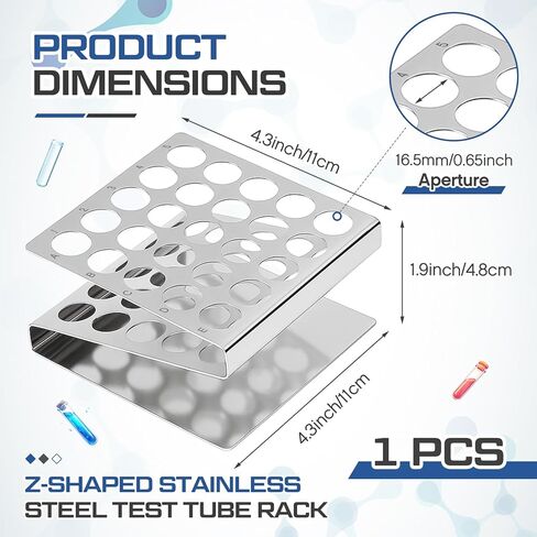 Stainless Steel Test Tube Racks of 25 Holes Z Shaped 5×5 Test Tube Holder Stand Storage for Tubes of Diameter ≤16mm for Scientific Experiments in Saudi Arabia
