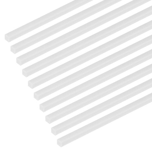 M METERXITY 10-Pack Square Plastic Bars Rods, 3mm x 250mm ABS Smooth Plastic Tube Rod for DIY Craft Sticks/Sand Table Model/Scene Making, Easy to Cut and Paint[White] in Kuwait
