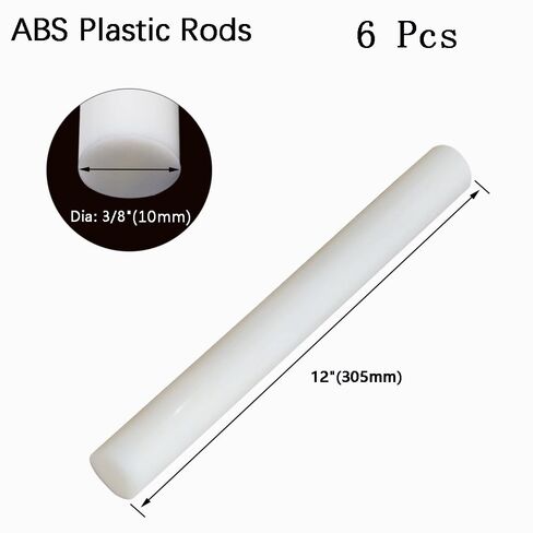 6 Pcs White ABS Plastic Rods 3/8"(10mm) x 12",ABS Round Stick Round Solid Bar for DIY Toys Building Making and DIY Crafts Model Making in Saudi Arabia