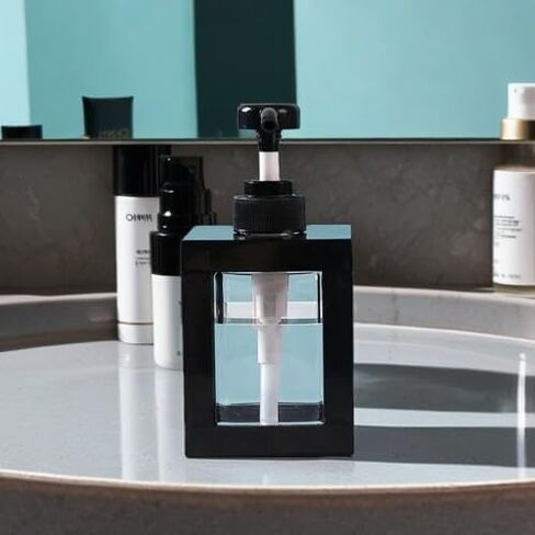 Hand Soap Dispenser for Bathroom and Kitchen Sink, Small Plastic Soap Dispenser with Pump (Black). in Saudi Arabia