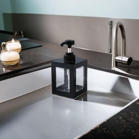 Hand Soap Dispenser for Bathroom and Kitchen Sink, Small Plastic Soap Dispenser with Pump (Black). in Saudi Arabia